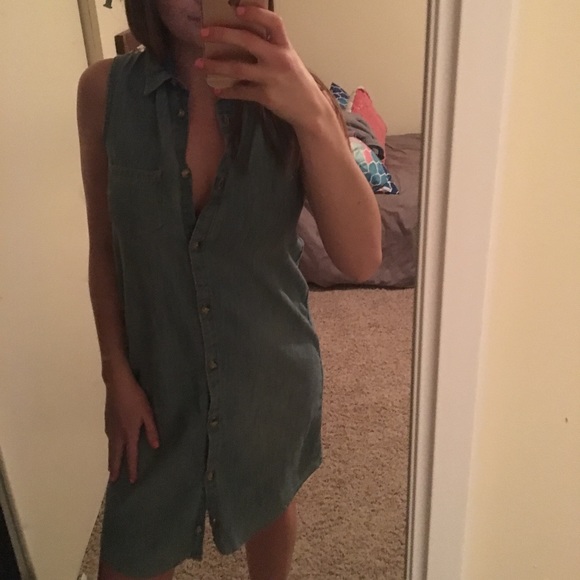 Denim button down sleeveless dress - Picture 4 of 4